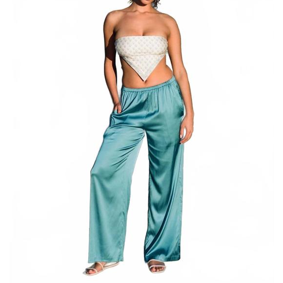 NEW SOLID & STRIPED monaco satin pant in french blue - Picture 5 of 5